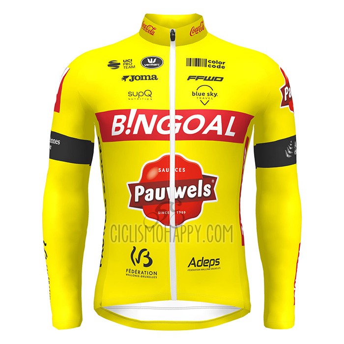 Bingoal WB Cycling Jersey Bib Tight 2022 Men Long Sleeve Yellow